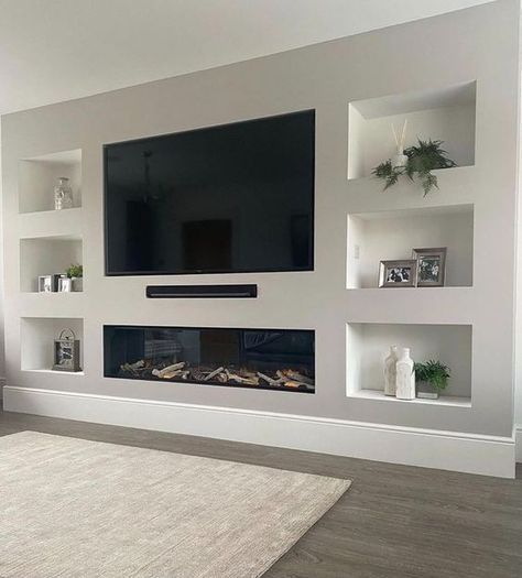 Gypsum Tv Wall Design Living Rooms, Contemporary Tv Room, Living Room Tv Unit Design, Room Tv Unit Design, Built In Tv Wall, Tv Wall Decor Living Room, Built In Tv Wall Unit, Built In Tv, Tv Wall Units