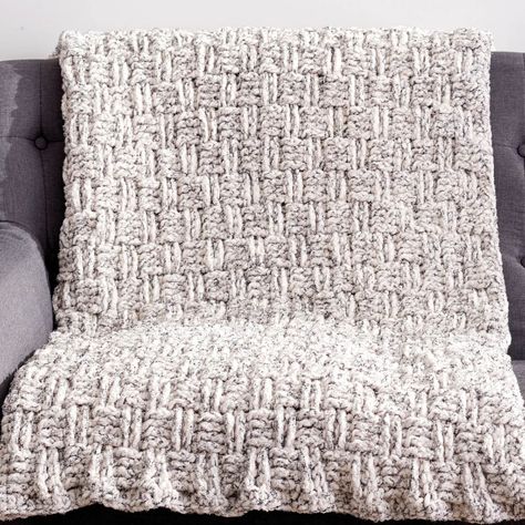 Create Cozy and Rustic Projects with Bernat Blanket Tweeds Basket Weave Crochet Blanket, Bernat Blanket Patterns, Crochet Basket Weave, Basket Weave Blanket, Crochet Blanket Yarn, Crochet Blanket Kit, Basket Weave Crochet, Weave Blanket, Chunky Crochet Blanket