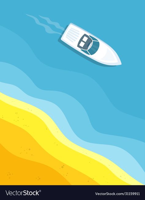 Ship Illustration Vector, Boat Vector Illustration, Boat Top View, Water Top View, Floating In Ocean, Ocean Vector, Boat Vector, Ship Vector, Boat Illustration