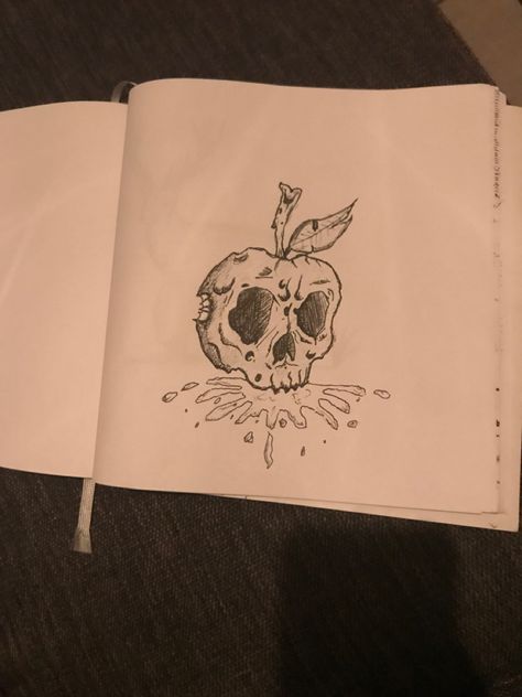 Apple Skull Tattoo, Rotting Apple Drawing, Rotten Fruit Drawing, Rotten Apple Drawing, Rotten Apple Tattoo, Rotten Tattoo, Bad Apple Tattoo, Apple Skull, Skull Apple