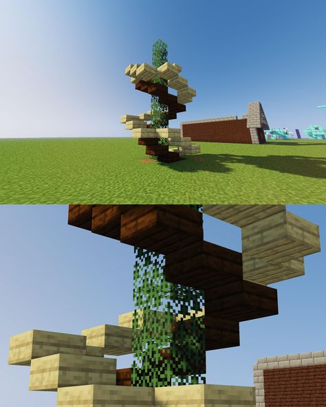 Spiral Staircase Minecraft, Staircase Minecraft, Minecraft Building Designs, Staircase Spiral, Minecraft Building Blueprints, Minecraft Create, Minecraft Interior, Minecraft Interior Design, Minecraft Cottage