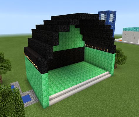 Minecraft Green and Black Open Stage Stage Minecraft, Minecraft Stage, Minecraft Building Blueprints, Stage Ideas, Minecraft Buildings, Minecraft Building, Minecraft Creations, Green And Black, Staging