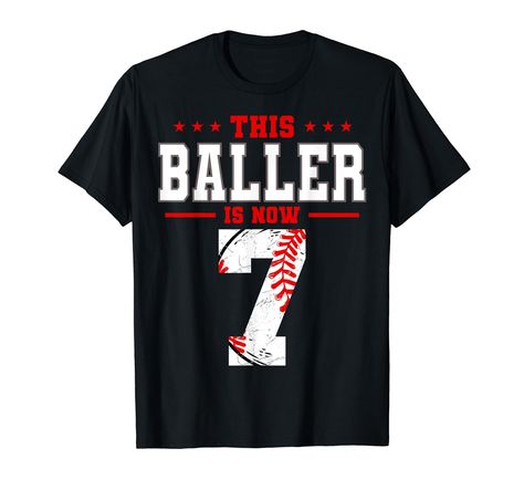 PRICES MAY VARY. This Baller Is Now 7 - This awesome baseball theme party design is perfect for 7 year old bday celebrant. Great for a baseball player or anyone who loves to play baseball and will be celebrating their 7th or seventh birthday with their family. This baseball birthday party graphic design is great for a highschool or college student who loves to play baseball. A perfect outfit for a baseball player, or baller at a baseball-themed birthday party or for costume parties and family ph Birthday Baseball Theme, Party Graphic Design, Party Graphic, Baseball Theme Party, Baseball Birthday Party, Baseball Theme, Baseball Birthday, Play Baseball, Party Design