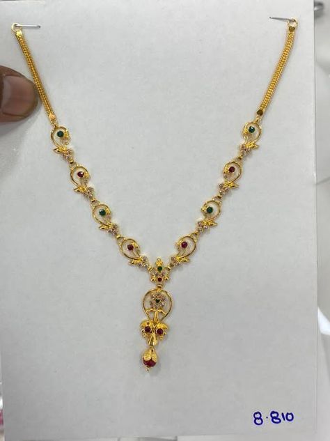 10grams Gold Necklace Designs, 8 Grams Gold Necklace, Ruby Necklace Designs, Simple Necklace Designs, Coral Jewelry Set, Jewelry Necklace Simple, Gold Jewels Design, Gold Bangles For Women, Black Beads Mangalsutra Design