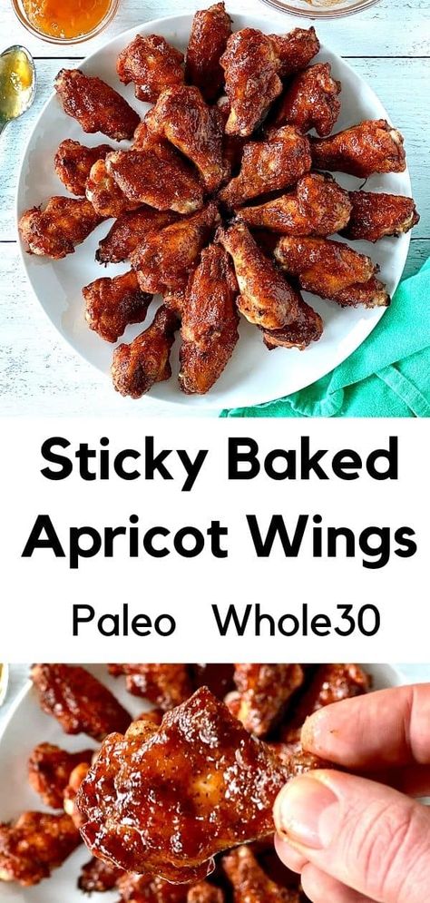 Baked Apricot Chicken, Apricot Glazed Chicken, Easy Paleo Chicken, Healthy Chicken Wings, Gluten Free Party Food, Glazed Chicken Wings, Whole 30 Snacks, Paleo Appetizers, Chicken Wing Sauces