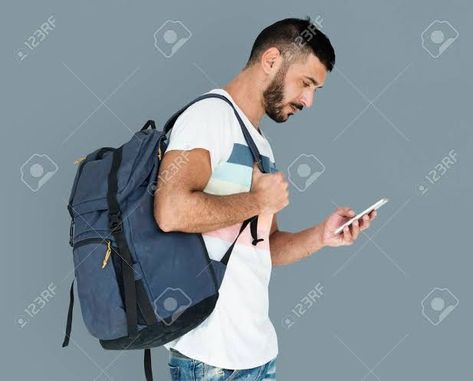 Guy With Backpack Reference, Person With Backpack Reference, Poses Reference, Logo Inspiration, Pose Reference, One Shoulder, Backpacks, ? Logo, Drawings