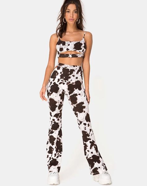 Brown And White Cow, Cow Outfits, White Cow Print, Cow Costume, Cowgirl Costume, Rave Outfit, White Cow, Motel Rocks, Cow Hide