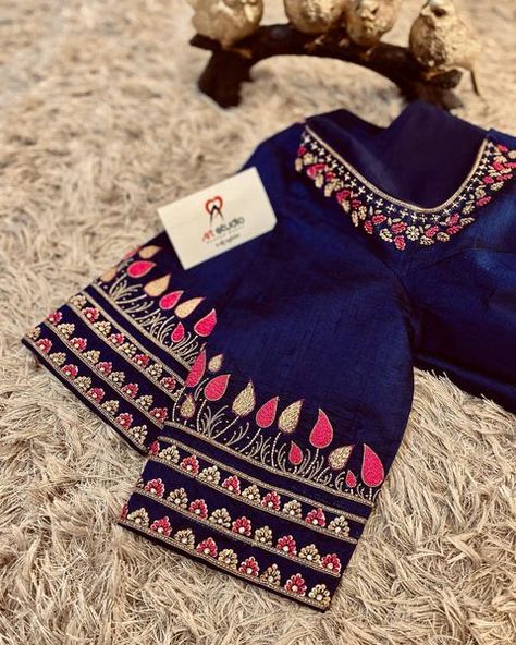 A Art Studio (@aartstudioofficial) • Instagram photos and videos Sky Blue Blouse, Gold Blouse Designs, Magam Work, Blue Blouse Designs, Latest Bridal Blouse Designs, Latest Blouse Designs Pattern, Aari Blouse, New Saree Blouse Designs, Computer Work