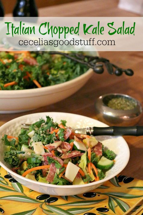 Incredible Salads, Chopped Kale Salad, Cheese Carrots, Keto And Gluten Free, Chopped Kale, Salads To Go, Recipes Italian, Easy Salad, Italian Salad