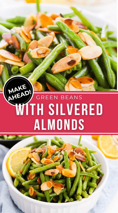 These Green Beans with Slivered Almonds are a classic French recipe that combines green beans with almonds to create a classic, elegant and delicious side dish.   with a nutty, buttery flavor. String Beans Almondine, Green Beans With Slivered Almonds, Green Bean Almondine Easy, Green Beans Almondine Easy, Green Bean Almond, Green Bean Almondine Recipe, French Green Bean Recipes, Frozen Green Bean Recipes, Fresh Green Bean Recipes