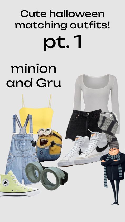 #halloween #halloweenfit #outfitinspo #fit #dispicableme #minions #gru Gru Costume, Diy Girls Costumes, Fun Halloween Outfits, Gru And Minions, Minion Characters, Minion Halloween, Minions Bob, Minion Costumes, Tv Show Characters