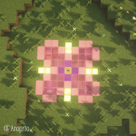 Inspo for Minecraft, Building, Design, Gaming, Cottagecore, Pink, Cute, Flower Pink Cute Flower, Minecraft Floor Designs, Minecraft Decor, Floor Pattern Design, Cottagecore Pink, Underground House, Flower Ceiling, Flower Mural, Underground Homes