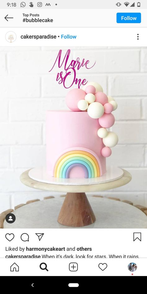 Girly Rainbow Cake, Double Rainbow Cake, Two Tier Rainbow Birthday Cake, Simple Pastel Rainbow Cake, Rainbow Cake Neutral, Two Tier Pastel Rainbow Cake, Girls First Birthday Cake, Bubble Cake, Cake Designs For Girl