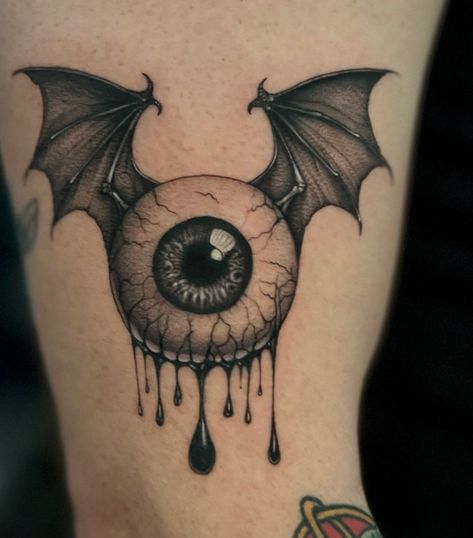 Halloween Snake Tattoo, Two Face Tattoo Men, Third Eye Cat Tattoo, Creepy Eyes Tattoo, Howler Tattoo, Eye With Wings Tattoo, Eyelid Tattoo, Galaxy Tattoo Sleeve, Eyeball Tattoo