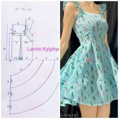 Sowing Designs Easy, Ideas Para Coser, Dress Patern, Patterns For Dresses, Pola Bra, Diy Clothes Patterns, Clothing Pattern Design, Dress Patterns Diy, Dress Sewing Tutorials