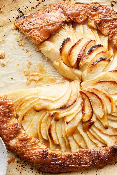 Apple-Pear Galette With Apple Cider Caramel Recipe - NYT Cooking Apple Pear Gallette Recipe, Apple Pear Galette, Pear Gallette Recipe, Apple Pear Tart, Samantha Seneviratne, Caramel Apple Cider Recipe, Cider Caramel, Apple Cider Caramel, Pear Galette