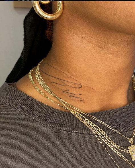 Script Neck Tattoo Men, One Word Neck Tattoo, Subtle Neck Tattoo, Script Tattoo Neck, Roses Neck Tattoo, 1 Tattoo Number, Nape Of Neck Tattoo, Cursive Neck Tattoo, Dainty Neck Tattoo