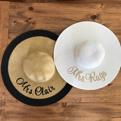 Wedding Monograms, Beach Wedding Gifts, Monogram Baby Blanket, Floppy Beach Hat, Monogram Hats, Toddler Boy Gifts, Bridal Registry, Floppy Hats, Bride Hat