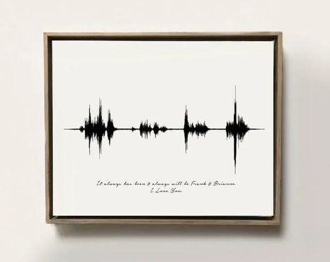 The perfect unique gift option for anyone on your gift list! All prints are custom designed. Personalized Sound wave Art Canvas, Sound Wave Gift Birthday, New Baby, Holiday Gift soundwave art is an option for any occasion! Custom Waveform Art Song Sound Wave Art, Song into Soundwave, Custom Sound Wave Poster, Unframed, Song Waveform, Anniversary Gift Men, Sound Wave Art, Soundwave Sound Wave Art, Large Wall Murals, Soundwave Art, Wave Poster, Wooden Prints, Sound Art, Fabric Wall Decals, Sound Wave, Personalized Mother's Day Gifts