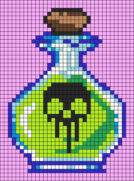 Alpha pattern #129204 | BraceletBook Potion Cross Stitch Pattern, Cool Embroidery Patterns, Bubble Tea Pixel Art Grid, Monster High Alpha Pattern, Witch Cross Stitch Patterns Free, Witch Perler Bead Patterns, Pixel Patterns Crochet, Spooky Cross Stitch Pattern Free, Witchy Pixel Art Grid