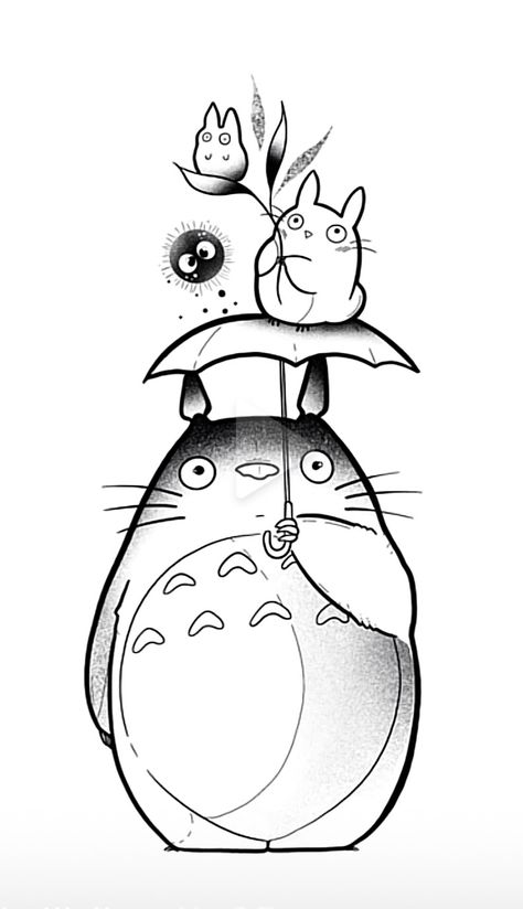 Hayao Miyazaki Art Studio Ghibli, Easy Ghibli Drawings, Studio Ghibli Tattoo Design, Outline Art Tattoo, Totoro Art Draw, Ponyo Studio Ghibli Drawing, Totoro Tattoo Design, Studio Ghibli Drawings Easy, Studio Ghibli Line Art