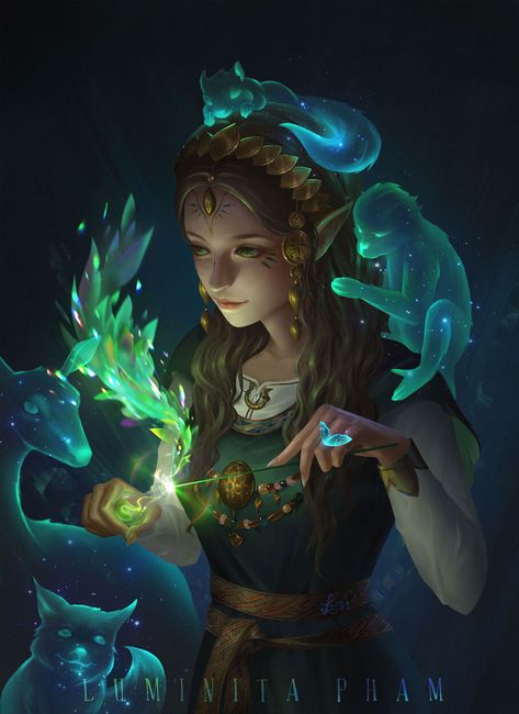 ArtStation - Green witch Witch Characters, Dungeons And Dragons Characters, Witch Art, Green Witch, Arte Fantasy, Fantasy Inspiration, Dnd Characters, Fantasy Artwork, Character Portraits