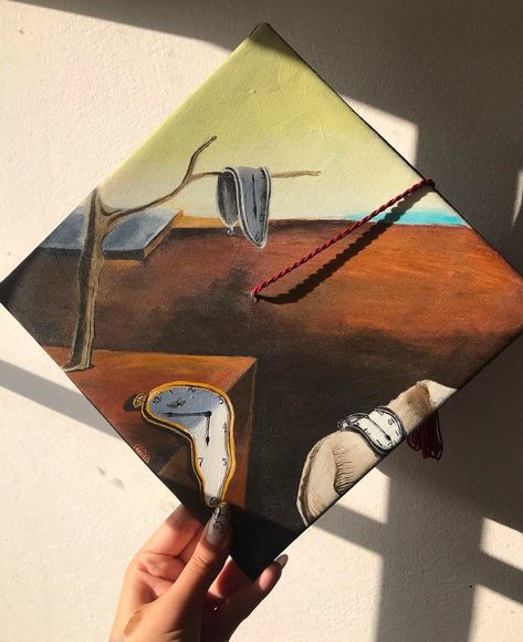 #persistence #graduation #graduationcapdesigns #painting #paintingartideas #aesthetic Art Graduation Cap, The Persistence Of Memory, Grad Caps, Grad Cap, Graduation Cap, Art