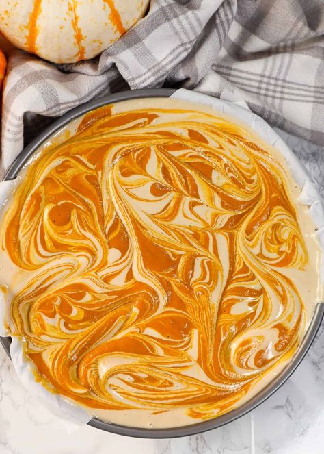 No-Bake Pumpkin Swirl Cheesecake | Vegan + GF - Good Food Baddie Plant Based Cheesecake, No Bake Pie Recipes, Mucusless Diet, Healthy Pumpkin Cheesecake, Food Baddie, Desserts Pumpkin, Pumpkin Swirl Cheesecake, No Bake Pie, Gluten Free Pumpkin Pie