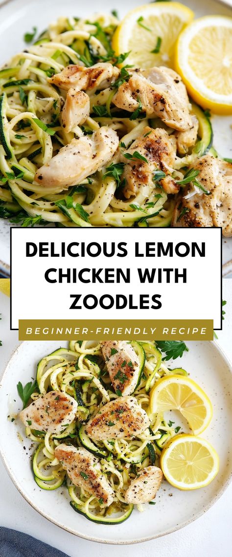 Image for Delicious Lemon Chicken with Zoodles Chicken Zoodles Recipe, Zoodles And Chicken, Chicken And Zoodle Recipes, Chicken Zoodle Recipes, Zoodles And Chicken Recipe, Recipes With Zoodles, Zoodles How To Make, Zoodles Recipe Healthy, Keto Zoodle Recipes