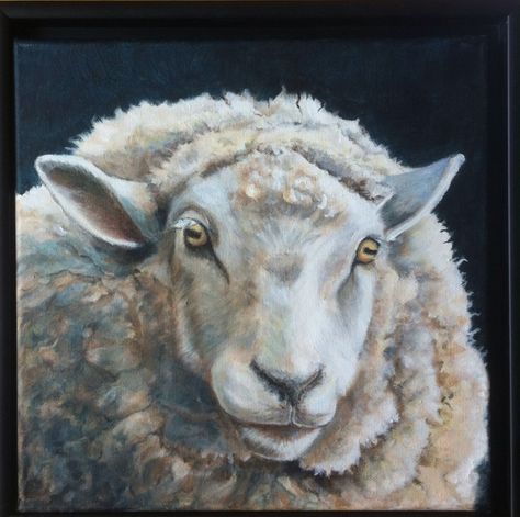 Sheep, acryl, 30x30 Animal Paintings Acrylic, Sheep Paintings, Primitive Painting, Arte Folk, Sheep Art, Cow Pictures, Sheep And Lamb, Farm Art, Cute Sheep