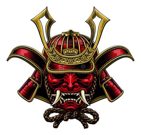 Japanese Shogun, Shogun Tattoo, Samurai Mask Tattoo, Helmet Illustration, Japanese Demon Tattoo, Samurai Warrior Tattoo, Oni Samurai, Helmet Tattoo, Samurai Mask