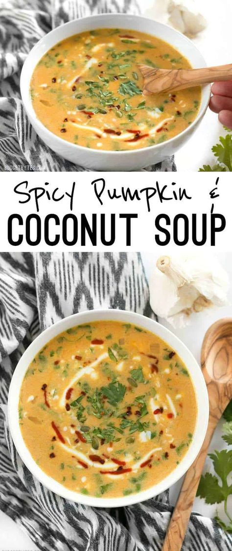 Pumpkin Coconut Soup, Pumpkin Coconut, Pumpkin Soup Recipe, Coconut Soup, Low Glycemic, Pumpkin Soup, Minestrone, Delicious Soup, Red Pepper Flakes