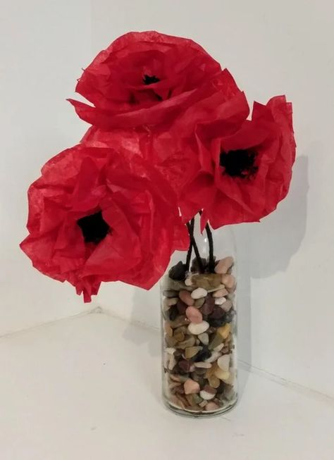 Tissue Paper Poppies : 7 Steps (with Pictures) - Instructables Tissue Paper Poppy, Tissue Paper Poppies, Poppy Template, Paper Poppies, Wizard Of Oz Party, Remembrance Day Art, Flowers Poppy, Poppy Craft, Origami Christmas Tree