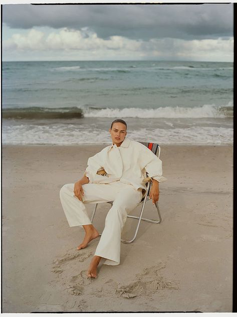 Birgit Kos Models CLOSED Summer 2023 Collection Chair In Water Photoshoot, Pants Photoshoot Ideas, Linen Editorial, Photoshoot By The Sea, Sea Editorial, Beach Editorial Photoshoot, Beach Fashion Shoot, Beach Fashion Editorial, Birgit Kos