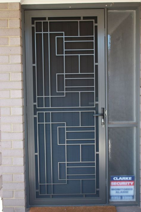 SP65 screen door Security Door Design, Metal Screen Doors, Steel Grill Design, Iron Window Grill, Window Grill Design Modern, Door Grill, House Front Door Design, Home Gate Design, Gate Wall Design