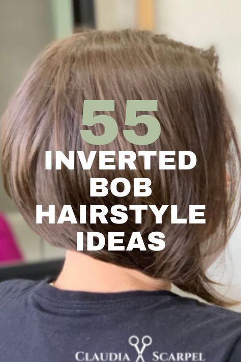 A sleek inverted bob hairstyle with an angled cut, styled for a modern and professional appearance. Inverted Bob Hairstyles For Thick, Inverted Bob With Highlights, Wavy Inverted Bob, Dark Bob, Bob Hairstyle Ideas, Edgy Bob, Short Stacked Bobs, Curly Lob, Undercut Bob