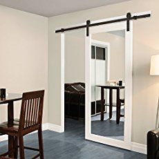 Use Huge Ikea mirror to create barn door for bdrm closet? Mirror Barn Door, Single Barn Door, Modern Sliding Barn Door, Bedroom Closets, Barn Door Closet, Barn Style Doors, Rolling Barn Door, Barn Door Kit, Barn Door Track