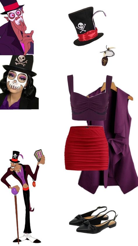 #MeuHalloween #Halloween #costume #Fantasia #Desenho #Disney Disney Adult Costumes, Cute Disney Halloween Costumes, Homemade Disney Costumes, Dr Facilier Costume, Disney Costumes For Women, Dr Facilier, Cartoon Costumes, Disney Halloween Costumes, Fantasias Halloween