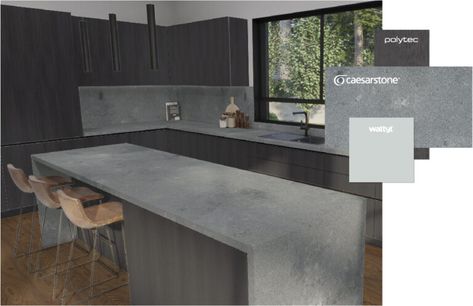 4033 Rugged Concrete | Caesarstone Noble Grey Caesarstone, Airy Concrete Caesarstone, Caesarstone Kitchen, Benchtop Colours, Mcdonald Jones Homes, Caesarstone Quartz, Color Catalog, Concrete Kitchen, Kitchen Gallery