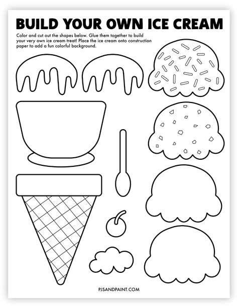 build your own ice cream printable Ice Cream Art Activities, Ice Cream Projects For Preschool, Icecream Coloring Page, Vpk Art Activities, Language Arts For Preschoolers, Summer Holidays Activities, Ice Cream Books Preschool, Ice Cream Week Preschool, Build Your Own Ice Cream Printable