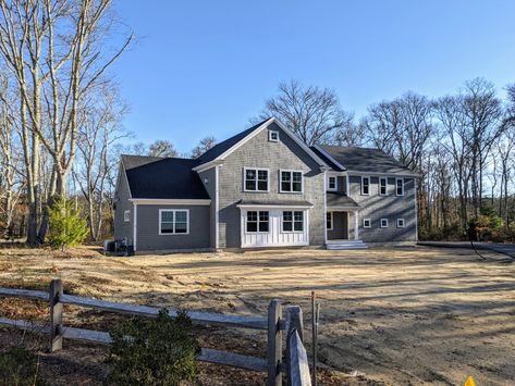 Chelsea Gray Exterior, Shades Of Grey Paint, Cape Cod Interior Design, Exterior Gray Paint, Gray Exterior, Chelsea Gray, Cedar Shingles, Grey Exterior, Oxford White