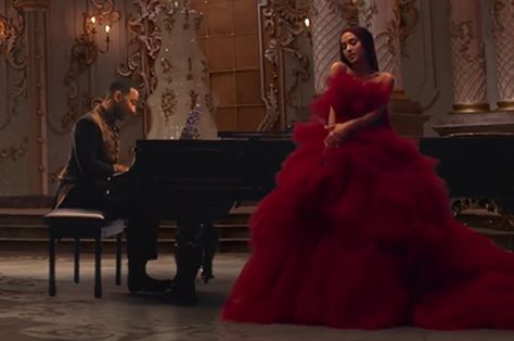 TheBeauty And The Beast Music Video Is Just Enough To Hold You Over Until The Movie Ariana Grande Beauty And The Beast Dress, Ariana Grande Beauty And The Beast, Ariana Grande Music Videos, Beauty Beast, Enchanted Rose, Beauty Salon Interior, John Legend, Beauty Blender, Beauty Quotes