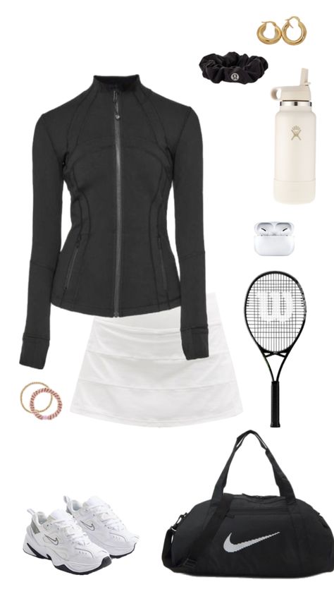 Cute tennis outfit!🏃‍♀️‍➡️🎾🏸 Tennis Outfit Cold Weather, Cute Tennis Fits, Outfits For Tennis, Tennis Practice Outfit, Tenis Aesthetic Sport, Tenis Outfits Sport, Tennis Aesthetic Outfit, Tennis Outfit Ideas, Tennis Girl Outfit