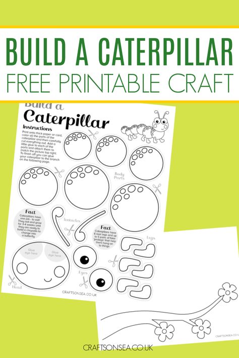 Grab our free printable and color, cut and glue to build a caterpillar craft that you'll love! Perfect for spring crafts. Tractor Crafts, Spring Worksheets, Lamb Craft, Hungry Caterpillar Craft, Caterpillar Craft, Morning Basket, Garden Party Theme, Free Printable Crafts, Glue Craft