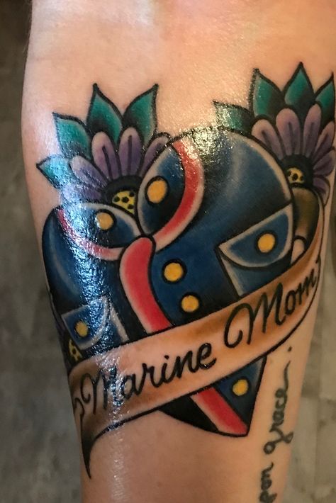 Usmc Mom Tattoo, Marine Mom Tattoo, Marine Corps Tattoos, Marines Uniform, Marine Quotes, Usmc Mom, Marine Tattoo, Parent Tattoos, Army Tattoos