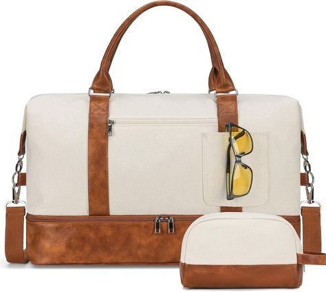 Amazon.com: Weekender bag weekender bags for women weekennder bag with shoe compartment Travel Duffel Bag overnight bags (beige) : Clothing, Shoes & Jewelry Best Travel Luggage For Women, Weekender Bags For Women, Personal Bag Airplane, Weekend Bags For Women, Womens Weekender Bag, Beige Clothing, Bag With Shoe Compartment, Best Travel Luggage, Best Suitcases