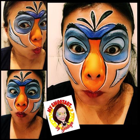 Zazu Lion King Face Paint, Lion King Jr Makeup, Hyena Makeup, Lion King Face Paint, Zazu Costume, Zazu Lion King, Tarzan Musical, Zazu Makeup, Scar Lion King