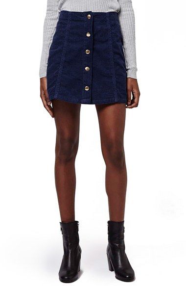 Women's TopShop A-Line Corduroy Skirt Blue Corduroy Skirt Outfit, Corduroy Outfit, Corduroy Skirt Outfit, Navy Blue Skirt, Nordstrom Women, Winter Blue, Rock Outfit, Elegant Outfits, Trendy Skirts