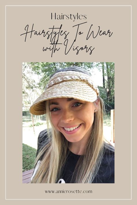 Hair With Visor How To Wear, Hairstyles To Wear With A Visor, Hairstyles For Visors Hats, Hat Hairstyles Short Hair, Visor Hat Hairstyles, Frizzy Hair Tips, Visor Hairstyles, Eyeshadow For Blue Eyes, Visor Hat