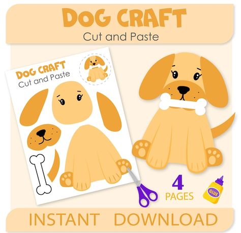 Doggy Craft for Kids Pets Activities Cut & Paste Printable Puppy Build a Cute Dog Coloring Page Paper Craft Biscuit Color Doggy - Etsy Scissors Skills, Puppy Puzzle, Puppy Crafts, Preschool Puzzles, Dog Craft, Craft Fur, Biscuit Color, Dog Coloring Page, White Puppies